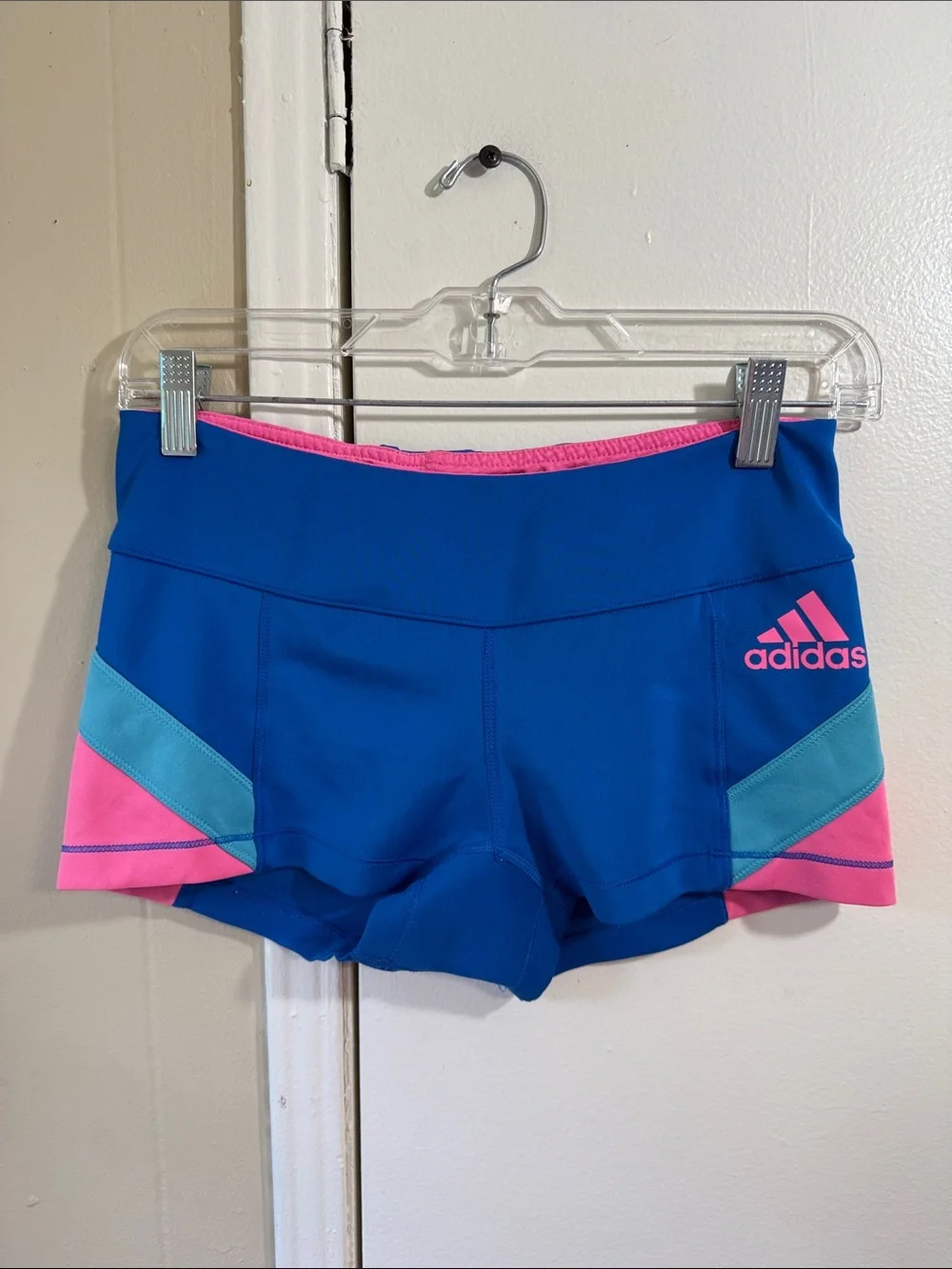 Adidas Climalite Blue Colorblock Compression Running Shorts Medium Athletic Yoga